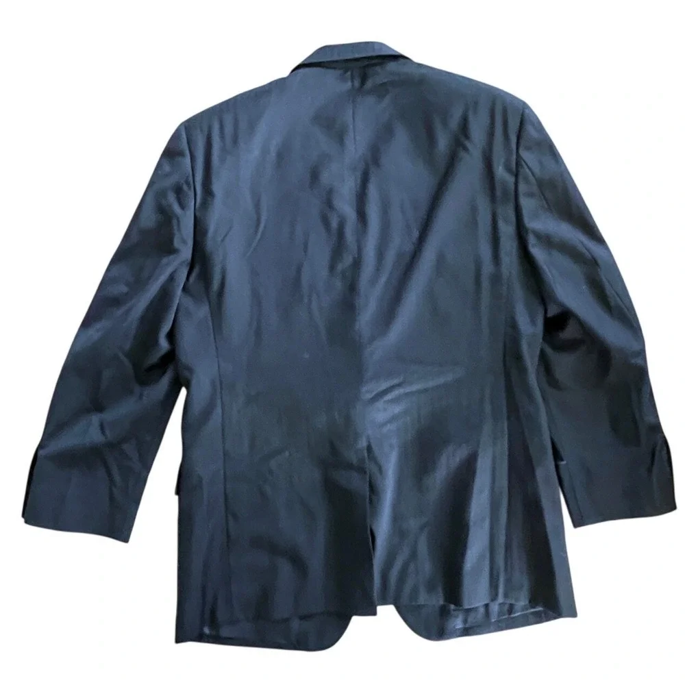 Jos A Bank Signature Collection Suit 42R 36W Navy Blue Wool Subtle Pinstripe